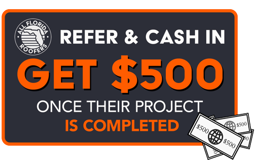 Referral program banner offering a $500 reward after project completion.